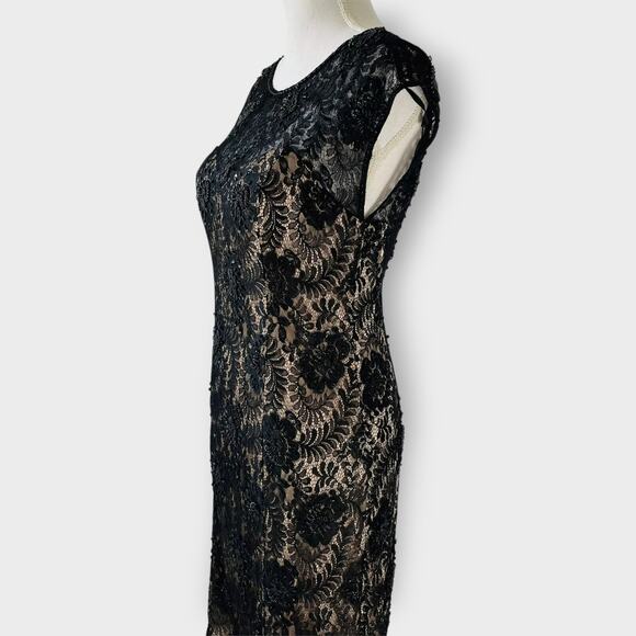 Sue Wong Nocturne Dress Beaded Lace Overlay Scoop Neck Cocktail Formal Size 8 - Picture 3 of 13